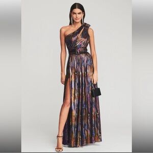 Retrofête One-Shoulder Metallic Multi-Color Gown